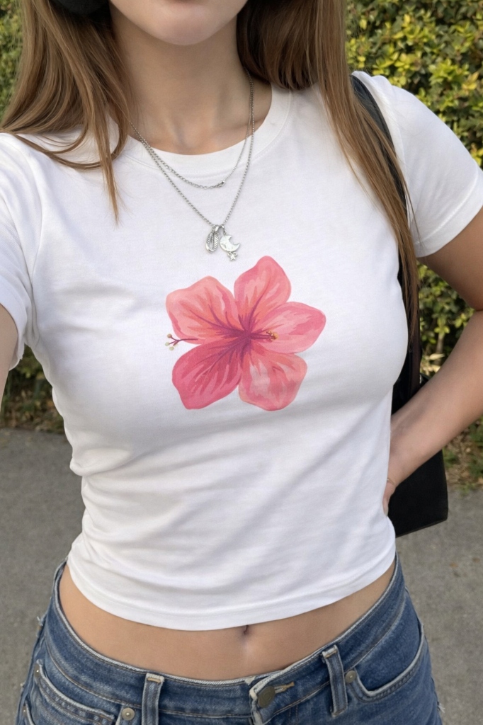 Hibiscus Baby Crop Tee