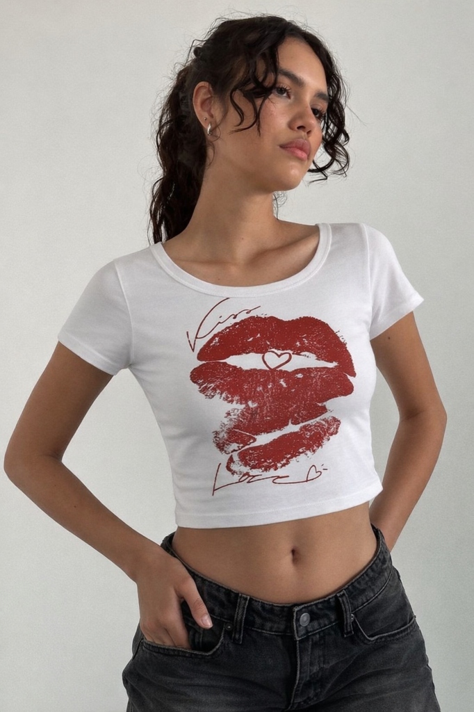 Kiss Love Baby Crop Tee